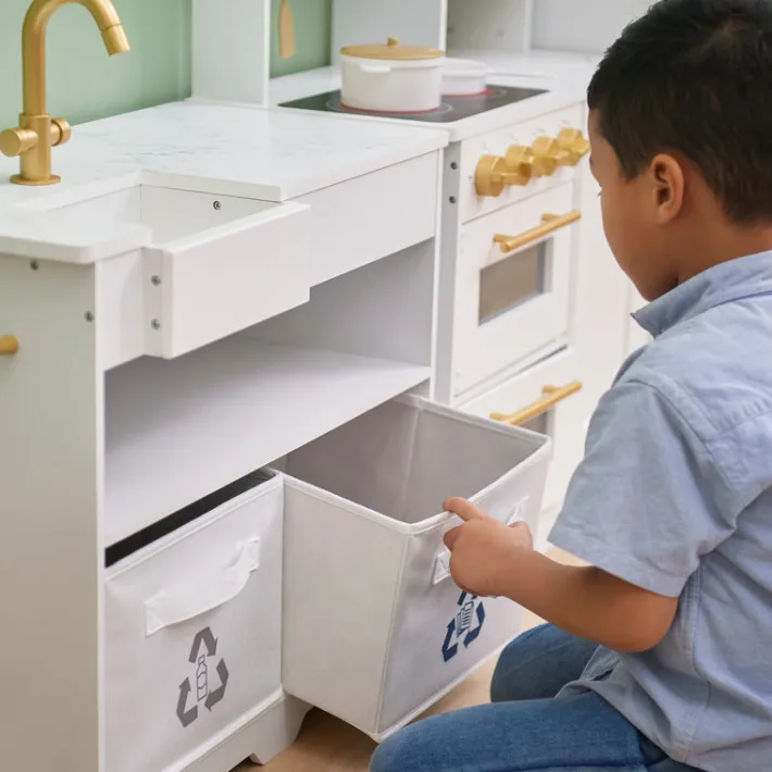 Kids Teamson Kids Little Chef Atlanta Modular Play Kitchen with Accessories, White/Gold