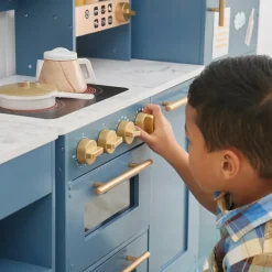 Kids Teamson Kids Little Chef Atlanta Modular Play Kitchen with Accessories, Blue/Gold