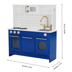 Kids Teamson Kids Little Chef Berlin Play Kitchen with Cookware Accessories, White/Blue
