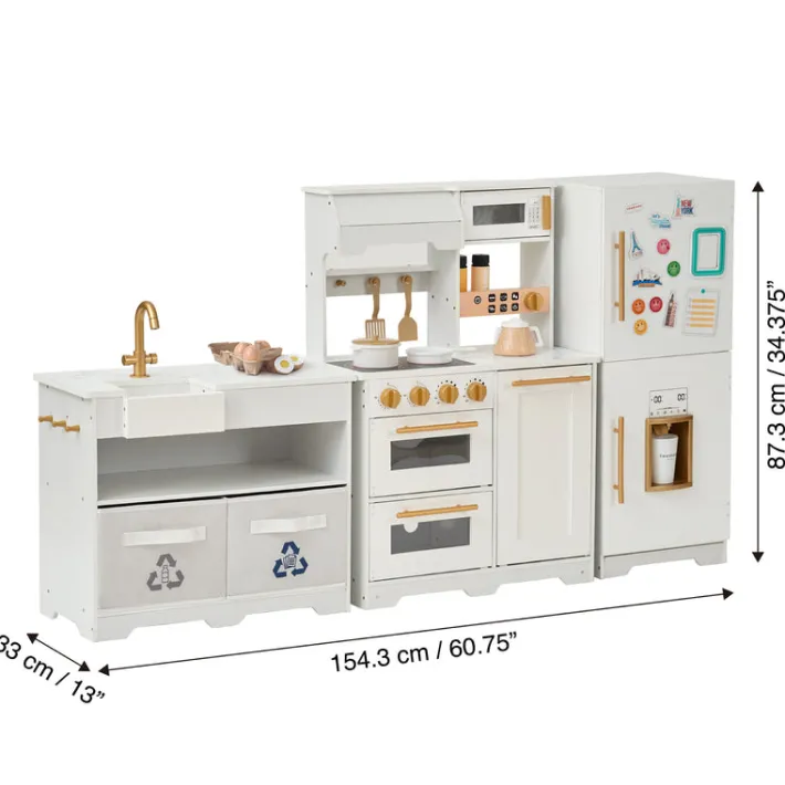 Kids Teamson Kids Little Chef Atlanta Modular Play Kitchen with Accessories, White/Gold