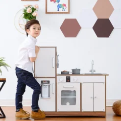 Kids Teamson Kids Little Chef Palm Springs Classic Kids Play Kitchen with Accessories, Natural/White