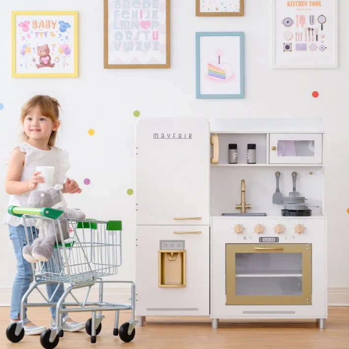 Kids Teamson Kids Little Chef Mayfair Classic Kids Kitchen Playset with 11 Accessories, White/Gold
