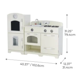 Kids Teamson Kids Little Chef Fairfield Retro Kids Kitchen Playset with Refrigerator, Ivory