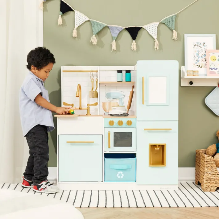 Kids Teamson Kids Little Chef Biscay Delight Classic Play Kitchen with Accessories, Icemaker, Magnetic Dry-Erase Board, Mint