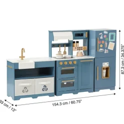 Kids Teamson Kids Little Chef Atlanta Modular Play Kitchen with Accessories, Blue/Gold