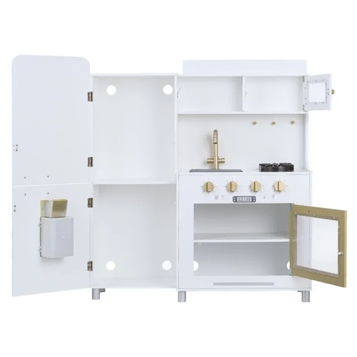 Kids Teamson Kids Little Chef Mayfair Classic Kids Kitchen Playset with 11 Accessories, White/Gold