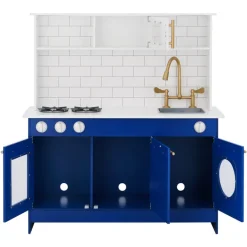 Kids Teamson Kids Little Chef Berlin Play Kitchen with Cookware Accessories, White/Blue