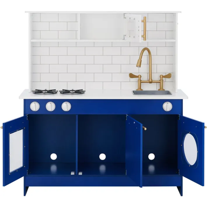 Kids Teamson Kids Little Chef Berlin Play Kitchen with Cookware Accessories, White/Blue
