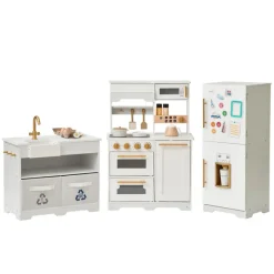 Kids Teamson Kids Little Chef Atlanta Modular Play Kitchen with Accessories, White/Gold