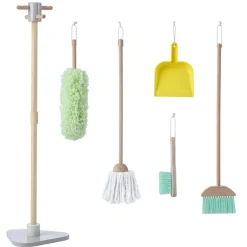 Kids Teamson Kids Little Helper 6-Piece Household Cleaning Set with Organizing Stand