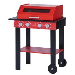 Kids Teamson Kids Little Helper Backyard BBQ Grill Playset with 26 Cooking Accessories, Red/Black