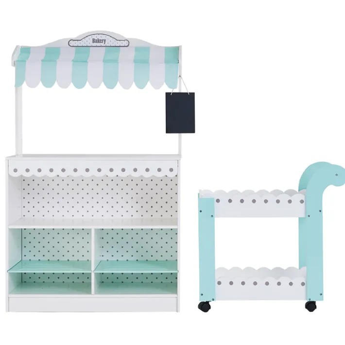 Kids Teamson Kids My Dream Bakery Shop, Treat Stand and Dessert Cart, White/Blue