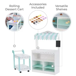 Kids Teamson Kids My Dream Bakery Shop, Treat Stand and Dessert Cart, White/Blue