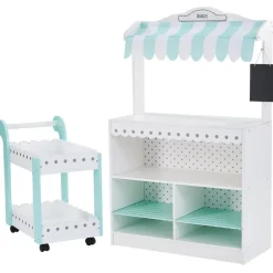 Kids Teamson Kids My Dream Bakery Shop, Treat Stand and Dessert Cart, White/Blue
