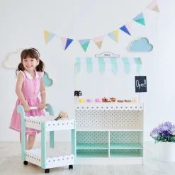 Kids Teamson Kids My Dream Bakery Shop, Treat Stand and Dessert Cart, White/Blue