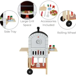 Kids Teamson Kids My Little Helper Pizza Oven & Accessories, Gray/Natural