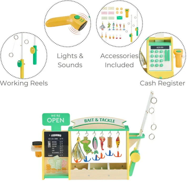 Kids Teamson Kids My Little Helper Fishing Shop & Accessories, Green/Yellow