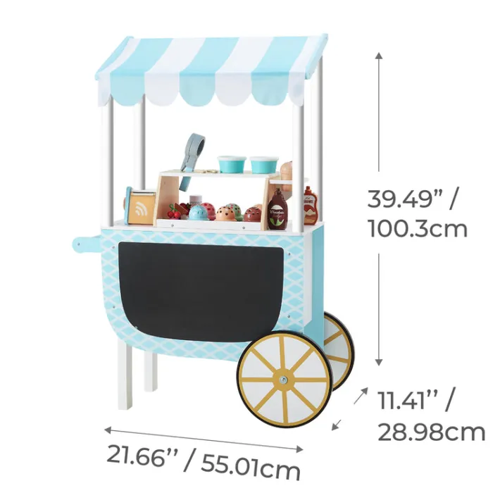 Kids Teamson Kids My Little Helper Ice Cream Cart & Accessories, Blue/White