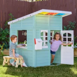 Kids Teamson Kids Rainbow Shade Wooden Playhouse with Kitchen and Bench, Mint