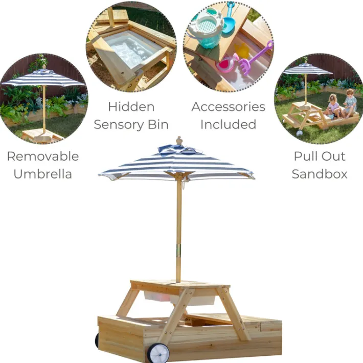 Kids Teamson Kids Sorrento Outdoor 2-in-1 Wooden Picnic Table + Sandbox