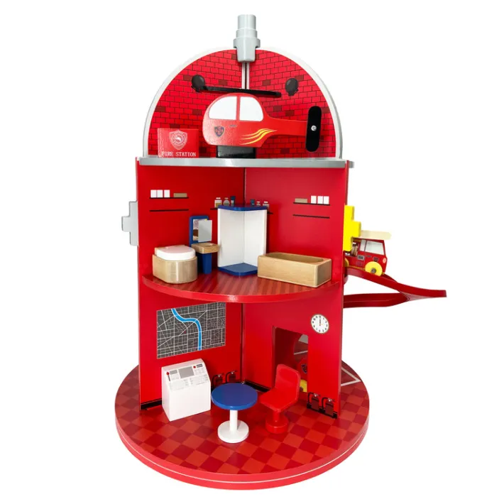 Kids Teamson Kids 3-Story Fire Station Playset with 25 Figurines and Furnishings, Multi
