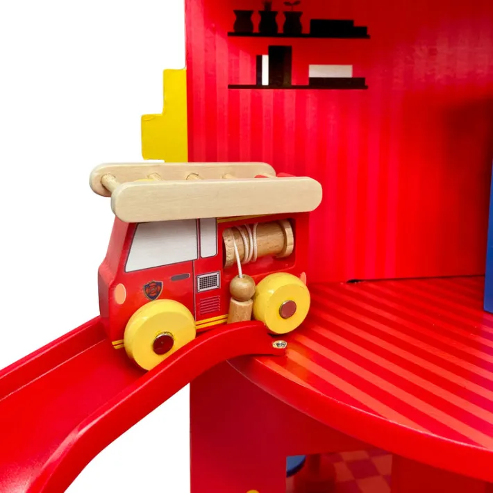 Kids Teamson Kids 3-Story Fire Station Playset with 25 Figurines and Furnishings, Multi