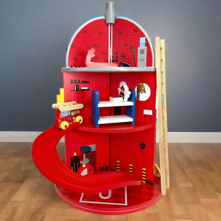 Kids Teamson Kids 3-Story Fire Station Playset with 25 Figurines and Furnishings, Multi