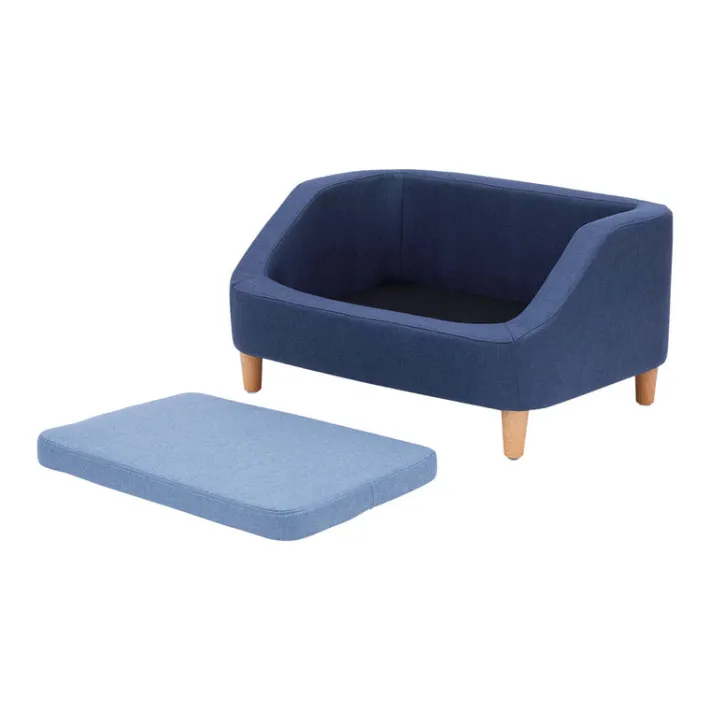 Teamson Pets 15.51" Bennett Elevated Linen Sofa Pet Daybed for Small and Medium Dogs, Navy- FINAL SALE