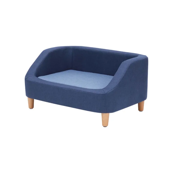 Teamson Pets 15.51" Bennett Elevated Linen Sofa Pet Daybed for Small and Medium Dogs, Navy- FINAL SALE