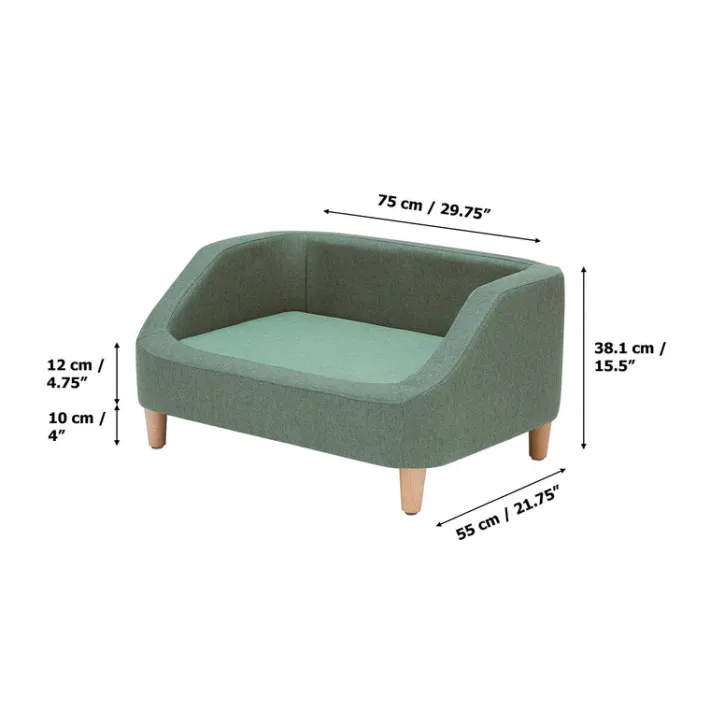Teamson Pets 15.51" Bennett Linen Sofa Dog Bed for Small and Medium Dogs, Sea Green- FINAL SALE