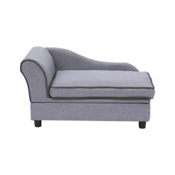 Teamson Pets 16.5" Ivan Chaise Lounge with Storage for Small and Medium Dogs, Gray- FINAL SALE