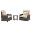 Teamson Wicker Frame & Wood Armrests Recliner Set in Gray Outdoor Seating