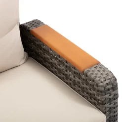Teamson Wicker Frame & Wood Armrests Recliner Set in Gray Outdoor Seating